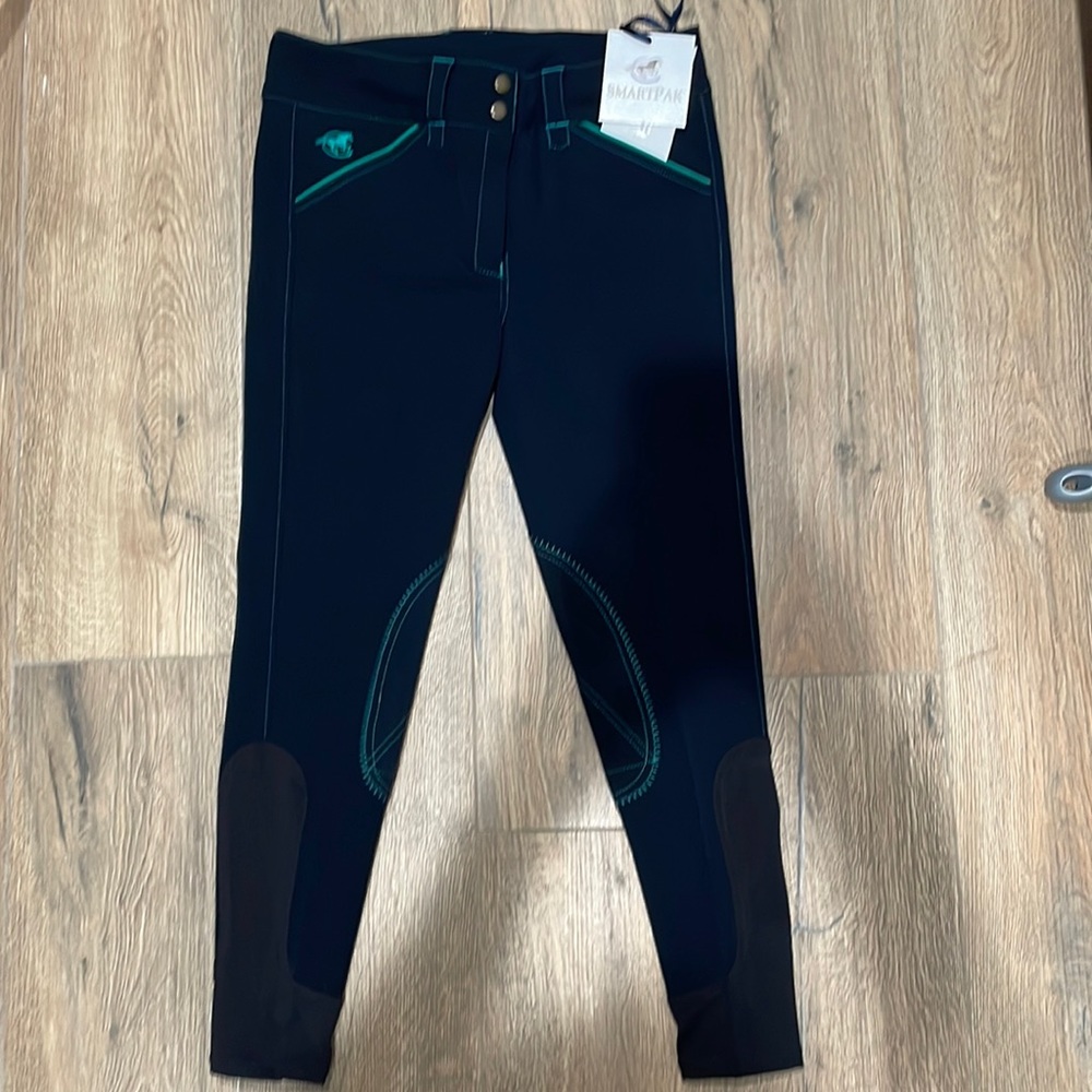 Piper knee patch breeches navy turquoise 28r smartpak NWT